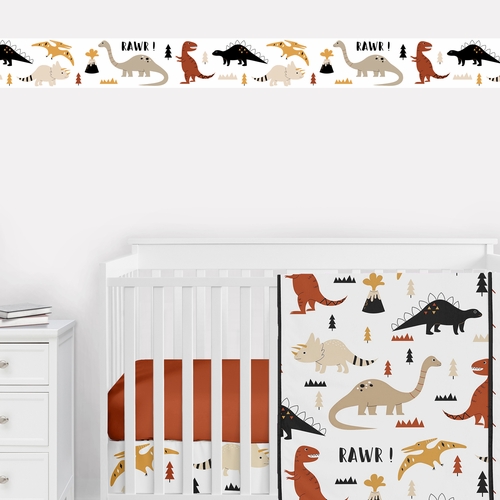 Mod Dinosaur Black and Orange Collection Wallpaper Border