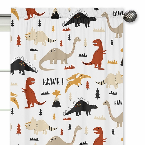 Mod Dinosaur Black and Orange Collection Window Panels - Set of 2 - alt image 2