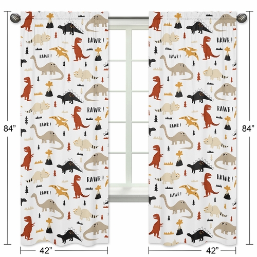 Mod Dinosaur Black and Orange Collection Window Panels - Set of 2 - alt image 4