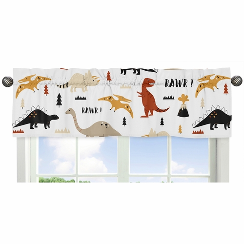 Mod Dinosaur Black and Orange Collection Window Valance