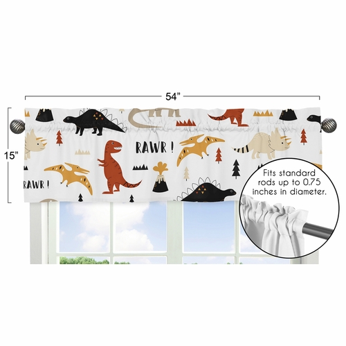 Mod Dinosaur Black and Orange Collection Window Valance - alt image 4