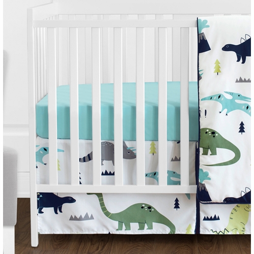 Mod Dinosaur Blue and Green 11 Piece Bumperless Crib Bedding Collection - alt image 1