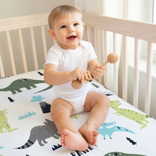 Mod Dinosaur Blue and Green 2 Pack Crib Sheets - alt image 3