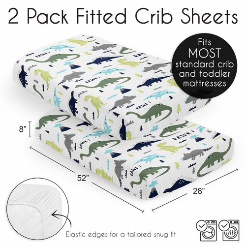Mod Dinosaur Blue and Green 2 Pack Crib Sheets - alt image 5