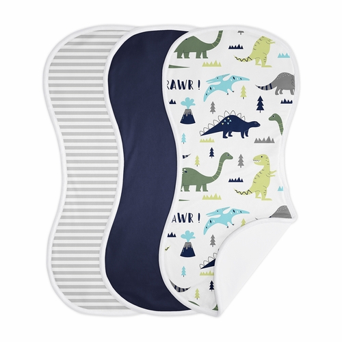 Mod Dinosaur Blue and Green Absorbent Burp Cloths - 3 Pack Set