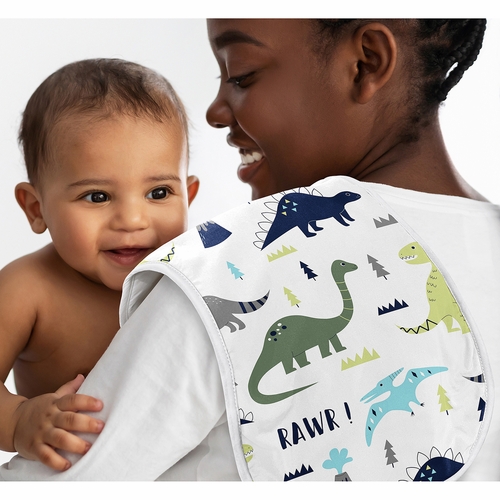 Mod Dinosaur Blue and Green Absorbent Burp Cloths - 3 Pack Set - alt image 1
