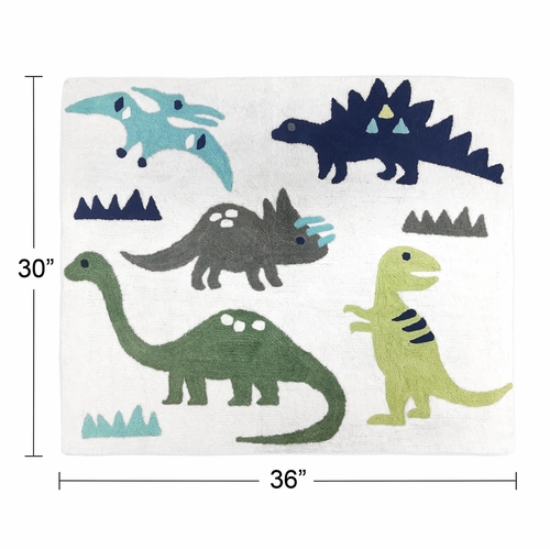 Mod Dinosaur Blue and Green Collection Accent Floor Rug - alt image 1