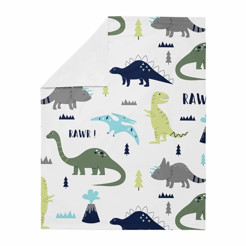 Mod Dinosaur Blue and Green Collection Baby Blanket - alt image 1