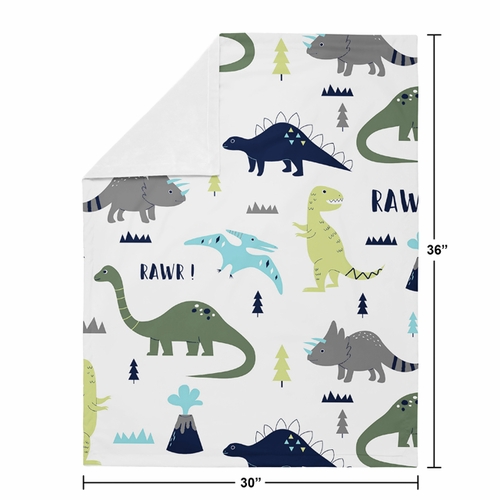Mod Dinosaur Blue and Green Collection Baby Blanket - alt image 3