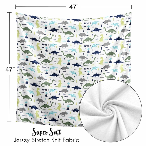 Mod Dinosaur Blue And Green Collection Baby Swaddle Blanket - alt image 2