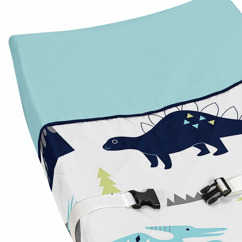 Mod Dinosaur Blue and Green Collection Changing Pad Cover - alt image 3
