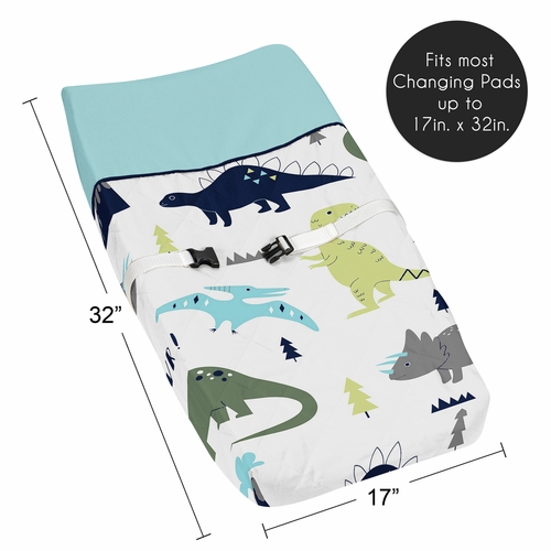 Mod Dinosaur Blue and Green Collection Changing Pad Cover - alt image 4