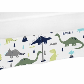 Mod Dinosaur Blue and Green Collection Crib Bed Skirt