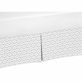 Mod Dinosaur Blue and Green Collection Crib Bed Skirt - Grey Chevron Prehistoric Print