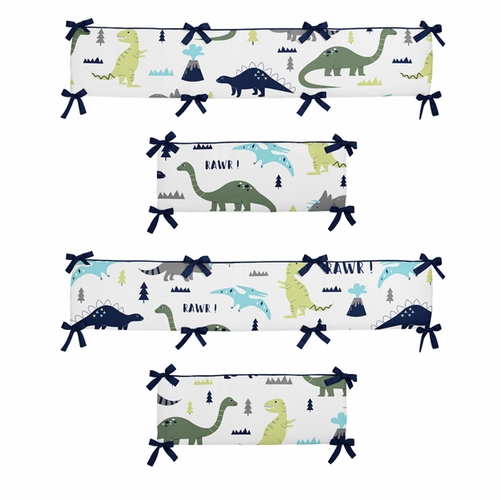 Mod Dinosaur Blue and Green Collection Crib Bumper Pad - alt image 1