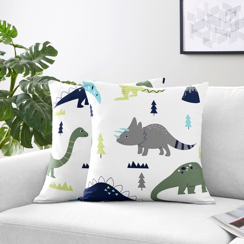 Mod Dinosaur Blue and Green Collection Decorative Accent Throw Pillow Covers - Set of 2 - alt image 1