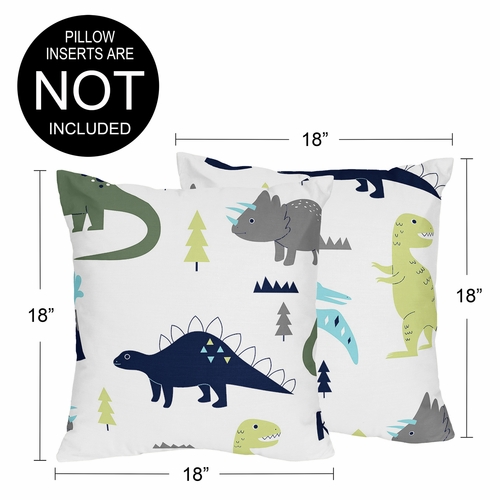 Mod Dinosaur Blue and Green Collection Decorative Accent Throw Pillow Covers - Set of 2 - alt image 3