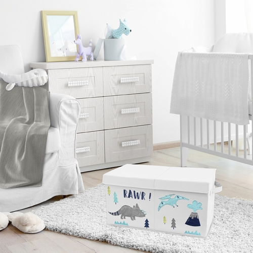 Mod Dinosaur Blue and Green Collection Fabric Toy Bin Storage - alt image 3