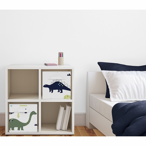 Mod Dinosaur Blue And Green Collection Foldable Fabric Storage Bins - Dinosaurs Print - alt image 1