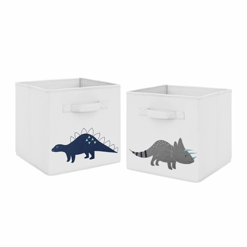 Mod Dinosaur Blue and Green Collection Foldable Fabric Storage Bins - Set of 2