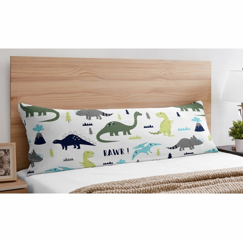 Mod Dinosaur Blue and Green Collection Full Length Body Pillow Cover - alt image 2