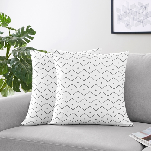 Mod Dinosaur Blue and Green Collection Grey Chevron Prehistoric Print Decorative Accent Throw Pillows - Set of 2 - alt image 1