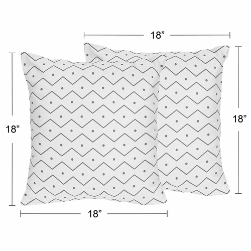 Mod Dinosaur Blue and Green Collection Grey Chevron Prehistoric Print Decorative Accent Throw Pillows - Set of 2 - alt image 3