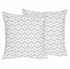 Mod Dinosaur Blue and Green Collection Grey Chevron Prehistoric Print Decorative Accent Throw Pillows - Set of 2