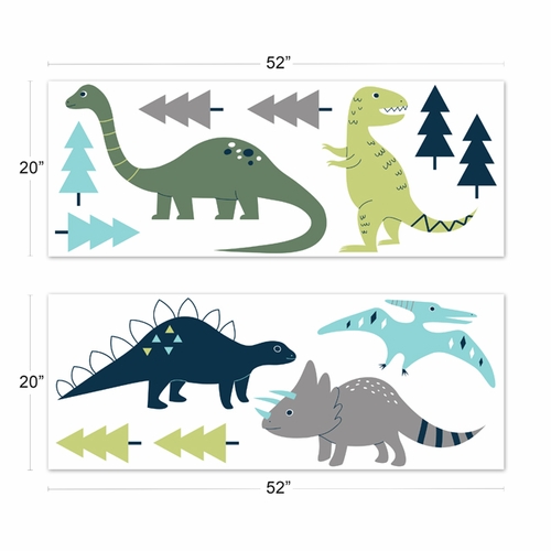 Mod Dinosaur Blue and Green Collection Large Wall Mural Decals Stickers - Set of 2 Sheets - alt image 1