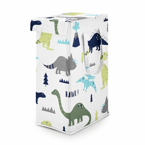 Mod Dinosaur Blue and Green Collection Laundry Hamper with Handles