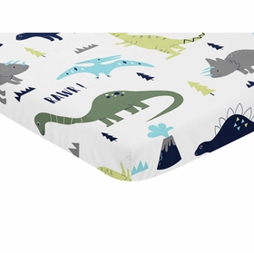 Mod Dinosaur Blue and Green Collection Mini Crib Sheet