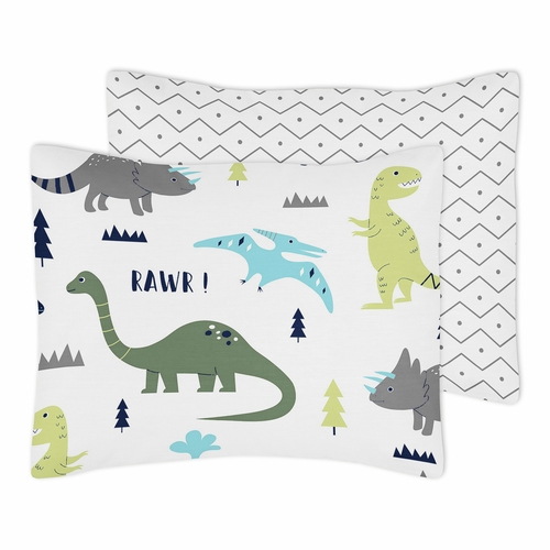 Mod Dinosaur Blue and Green Collection Pillow Sham