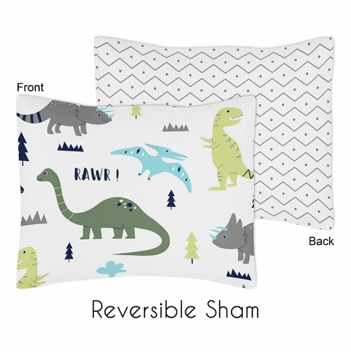 Mod Dinosaur Blue and Green Collection Pillow Sham - alt image 1