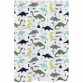 Mod Dinosaur Blue and Green Collection Shower Curtain