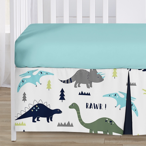 Mod Dinosaur Blue and Green Collection Sweet Jojo Designs 6 Piece Crib Bedding + BreathableBaby Breathable Mesh Liner - alt image 4