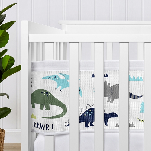 Mod Dinosaur Blue and Green Collection Sweet Jojo Designs + BreathableBaby Breathable Mini Mesh Crib Liner - alt image 3