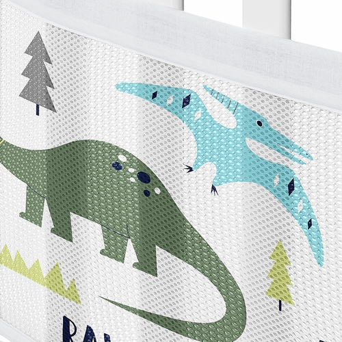 Mod Dinosaur Blue and Green Collection Sweet Jojo Designs + BreathableBaby Breathable Mini Mesh Crib Liner - alt image 4