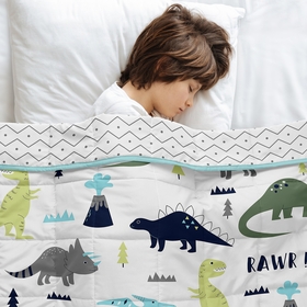 Mod Dinosaur Blue and Green Collection Toddler 5lbs Weighted Blanket for Kids