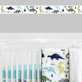 Mod Dinosaur Blue and Green Collection Wallpaper Border