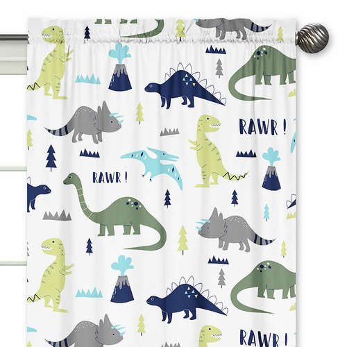 Mod Dinosaur Blue and Green Collection Window Panels - Set of 2 - alt image 2