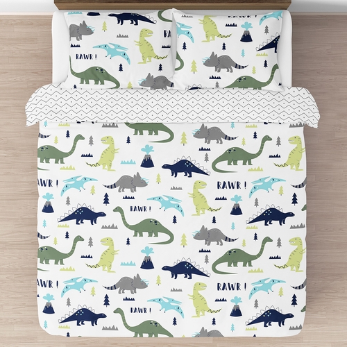 Mod Dinosaur Blue and Green Full/Queen Bedding Collection - alt image 2