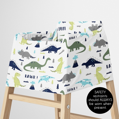 Mod Dinosaur Blue and Green Multi Use Baby Car Seat and Nursing Cover - alt image 4