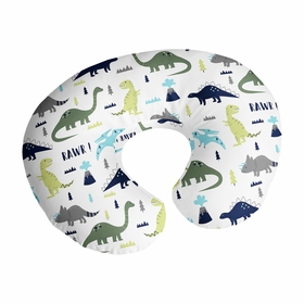 Mod Dinosaur Blue and Green Nursing Breastfeeding Pillow Cover