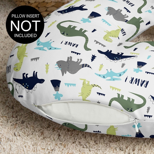 Mod Dinosaur Blue and Green Nursing Breastfeeding Pillow Cover - alt image 2