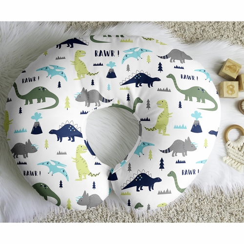 Mod Dinosaur Blue and Green Nursing Breastfeeding Pillow Cover - alt image 4