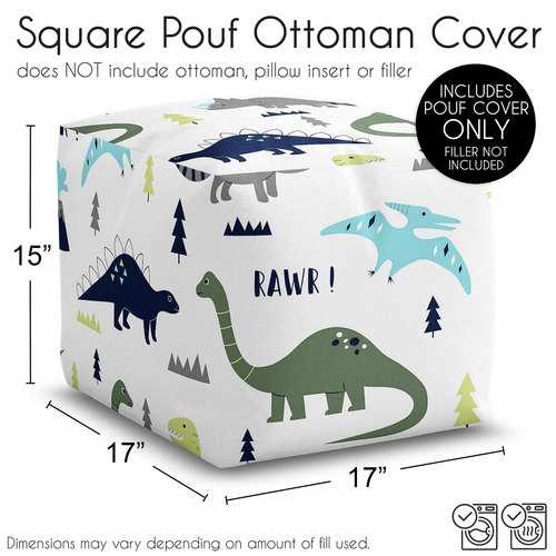 Mod Dinosaur Blue and Green Ottoman Pouf Cover - alt image 5