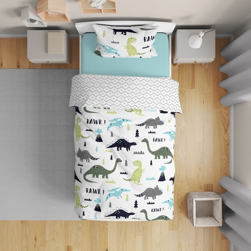 Mod Dinosaur Blue and Green Toddler Bedding Collection - alt image 1