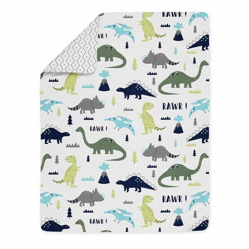 Mod Dinosaur Blue and Green Toddler Bedding Collection - alt image 3