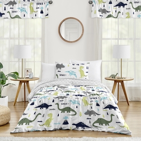 Mod Dinosaur Blue and Green Twin Bedding Collection