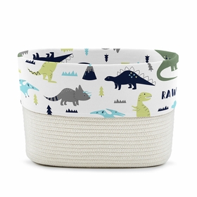 Mod Dinosaur Blue and Green Woven Rope Storage Basket
